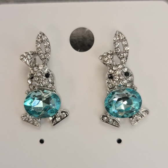 COPY - Adorable Rhinestone Bunny Stud Earrings - Picture 1 of 1